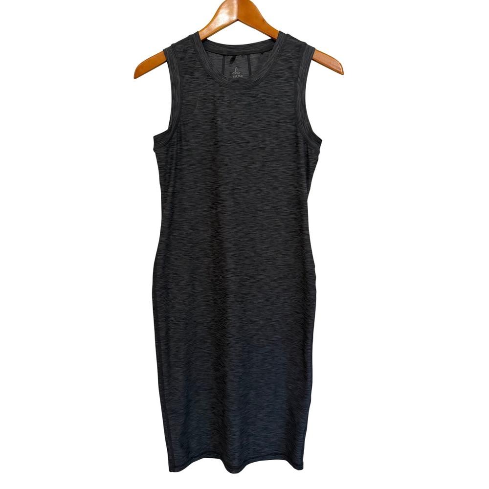 prAna Women Sleeveless Midi Dress S Gray Space Dye Athleisure Gorpcore Sporty